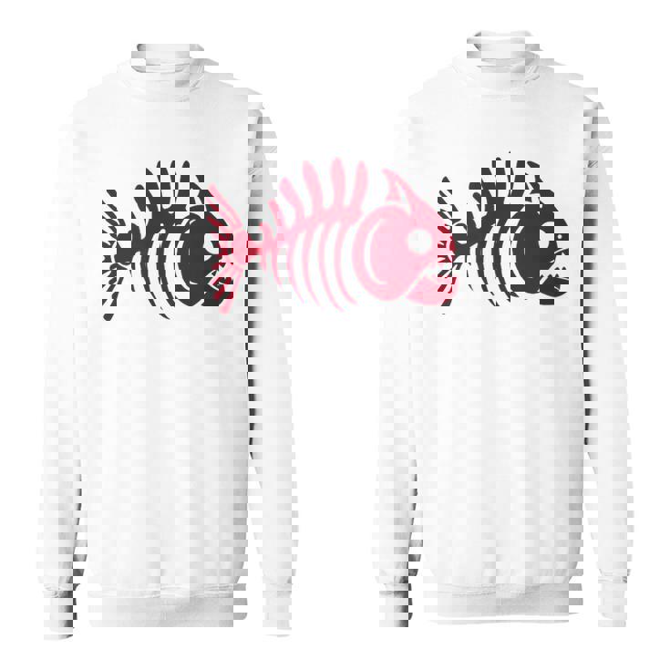 ピラニアスケルトン。魚の頭蓋骨と骨の様式化されたデザイン。 スウェットシャツ