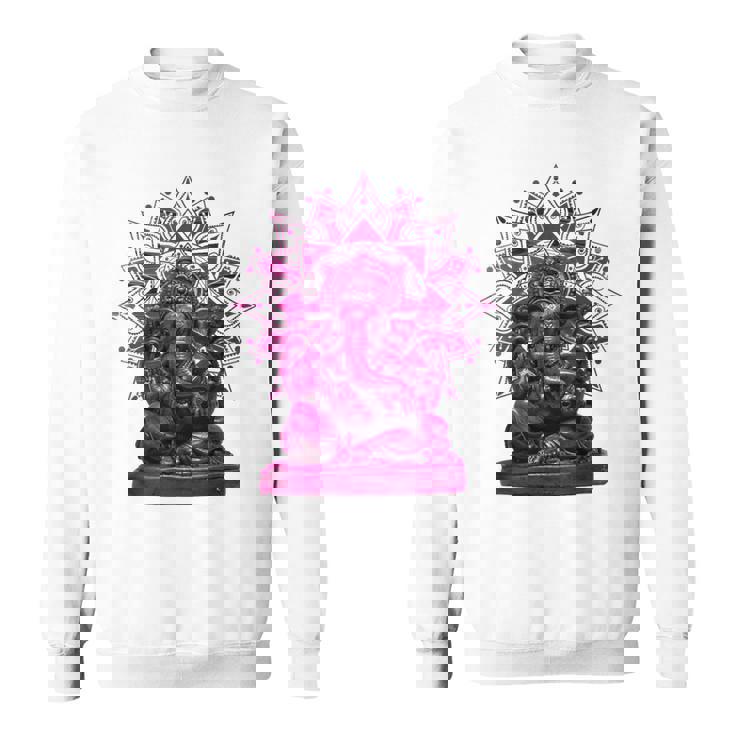 ピンク 象 ヒンドゥー教 ガネーシャ オーナメント スウェットシャツ