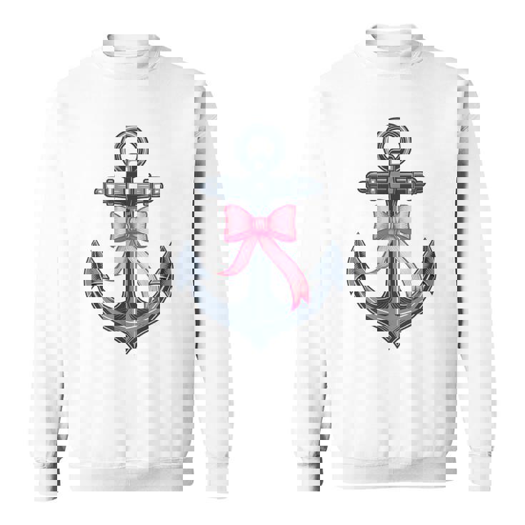 ピンクリボンボウコケット付きマリンアンカー。 スウェットシャツ