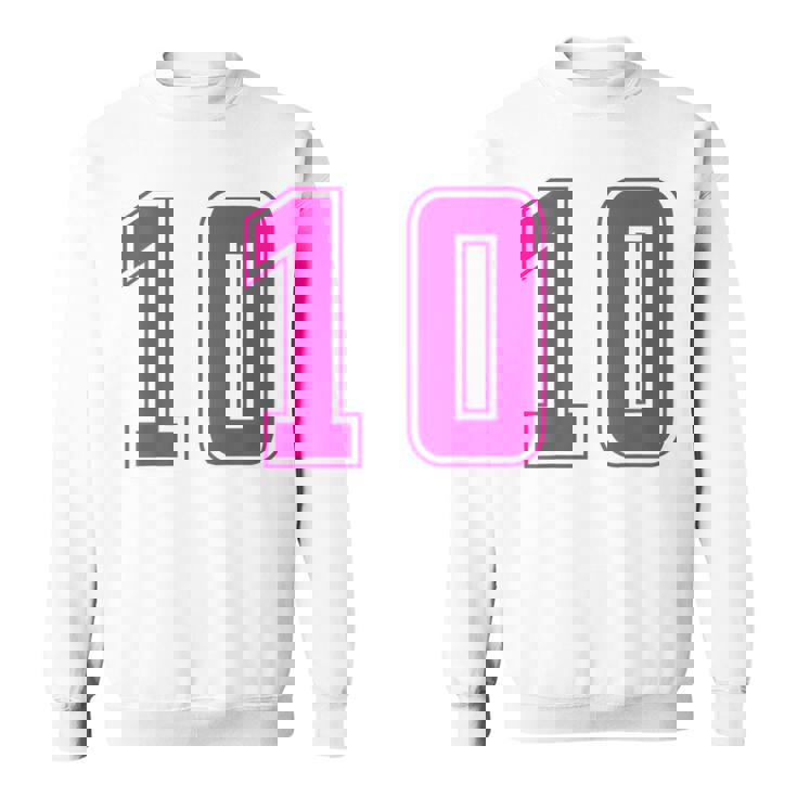 ピンク色背番号 10 チーム短大スポーツピンク色背番号付きユニフォーム スウェットシャツ