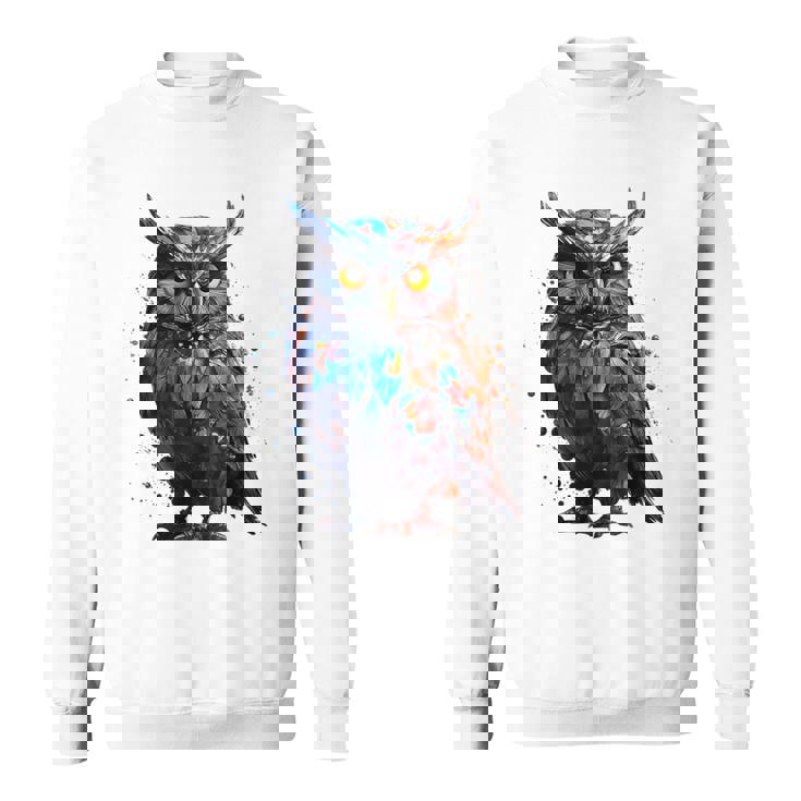 フクロウ アートワーク 動物 フクロウ スウェットシャツ