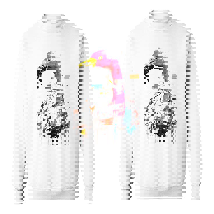 フラミンゴ 鮮やかな色 芸術的な野生動物の表現 スウェットシャツ