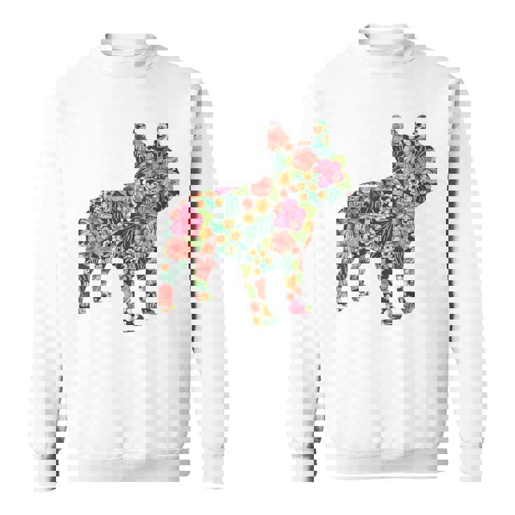 フレンチ ブルドッグ フラワー フローラル フレンチ ドッグ シルエット 犬 ペット スウェットシャツ