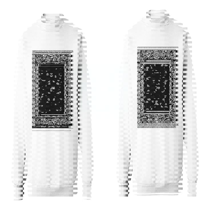 ホワイトブラックバンダナプリントtシャツ ペイズリー柄 スウェットシャツ