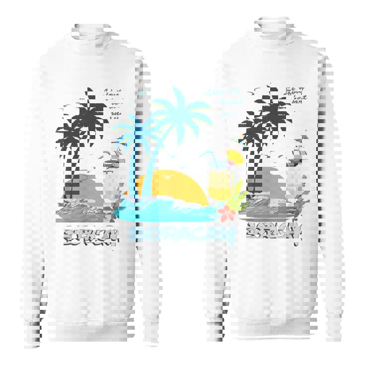 ボラカイ島 ヤシの木 日没 花 フィリピン ビーチ カクテル パラワン島 東南アジア 海鳥 島 贈り物 海 お土産 セブ スウェットシャツ