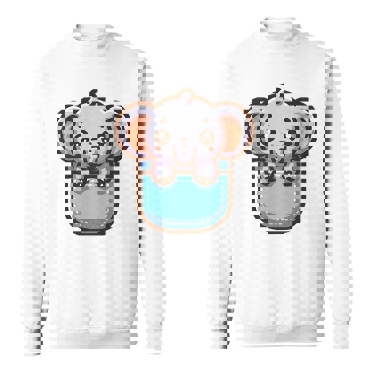 ポケットに入ったかわいい象 スウェットシャツ