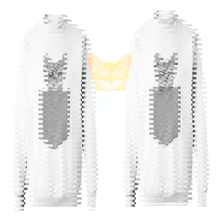 ポケットの中の猫ポケットキャット猫好き ねこ好き ネコ好きニャー猫 猫の飼い主 心電図 おもしろ 可愛い ねこ ネコ 猫 長袖tシャツ スウェットシャツ