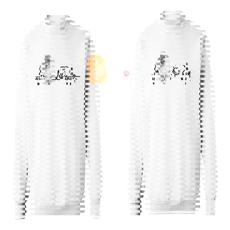 ポメラニアン Ekg ハートビートハートライン 肉球プリント スウェットシャツ