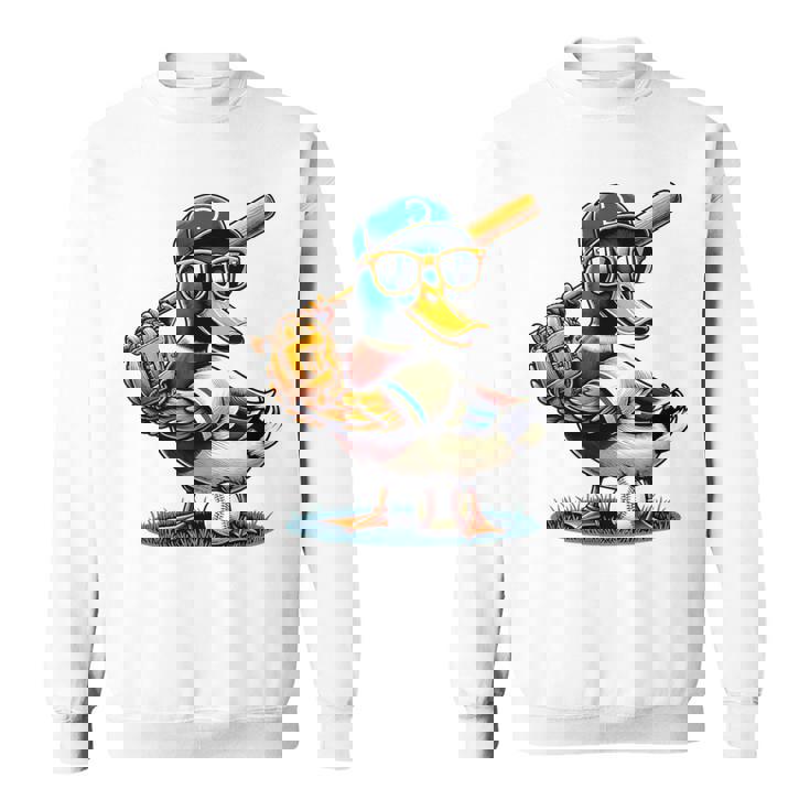 マガモのアヒル 野球愛好家 アヒル 野球 スウェットシャツ