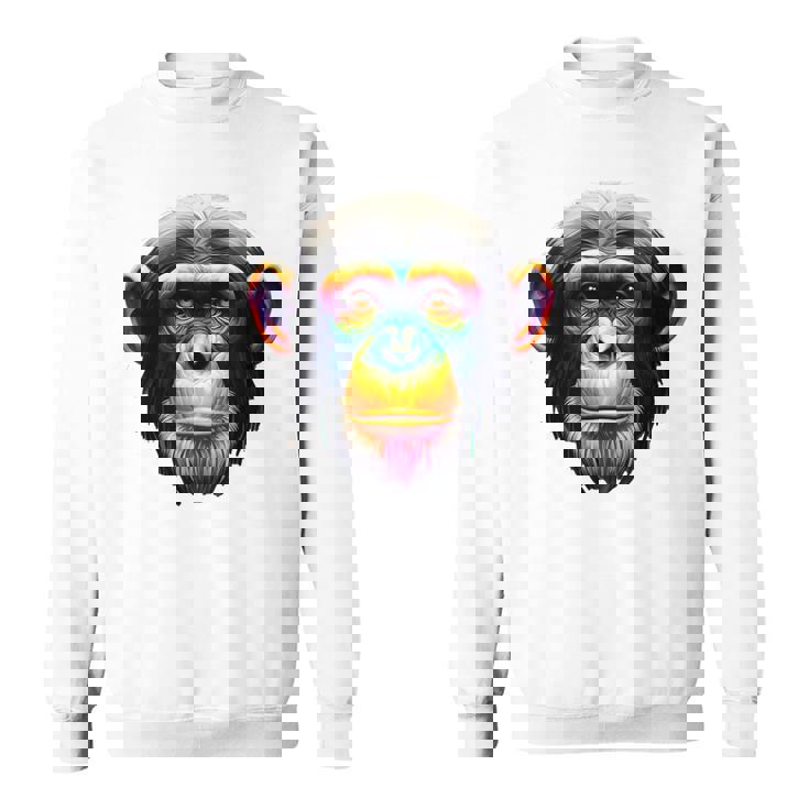 マルチカラー アート カラフル チンパンジー スウェットシャツ