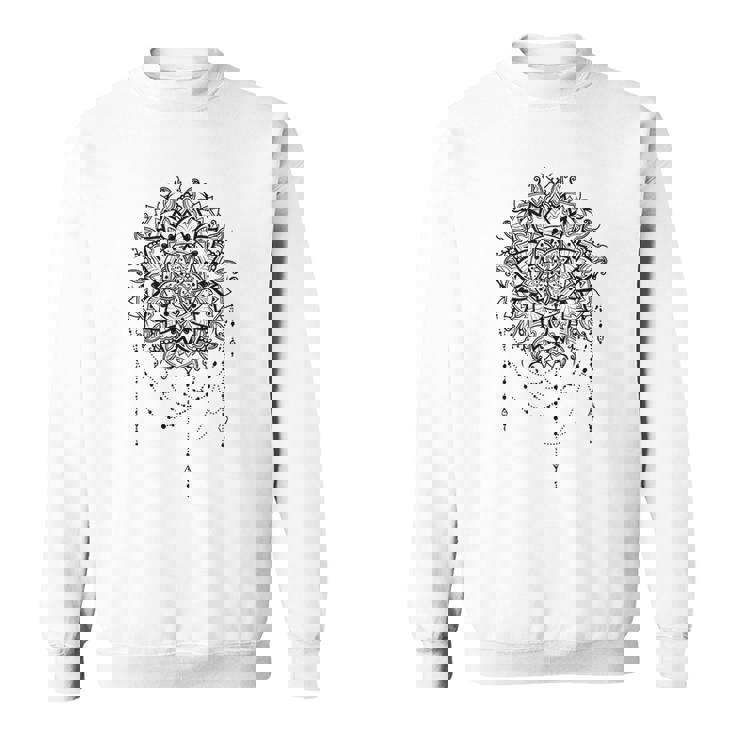 マンダラフラワー神聖幾何学フラクタルアート良い雰囲気 スウェットシャツ