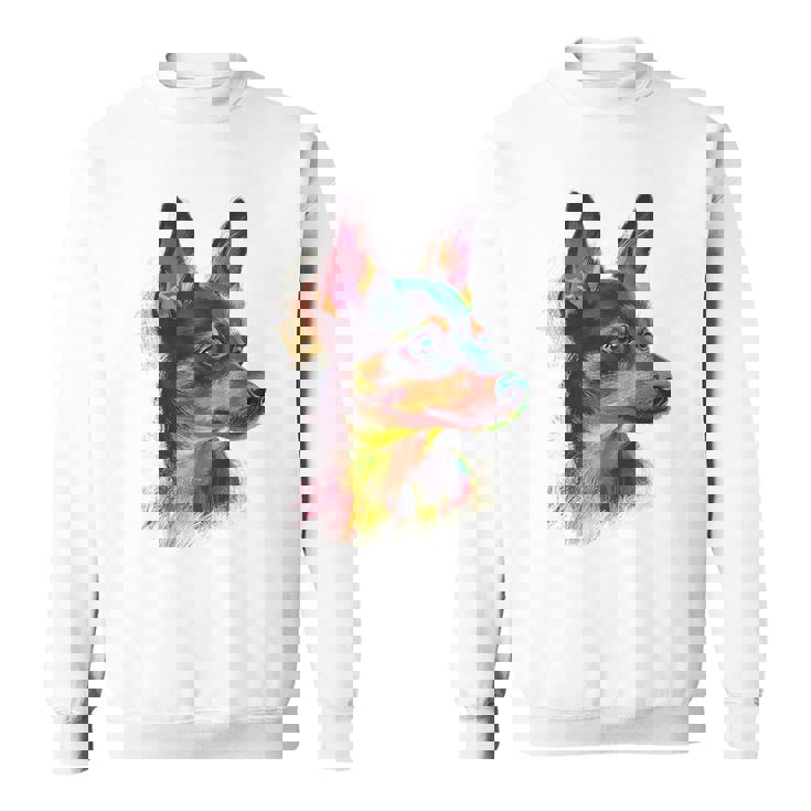 ミニチュア ピンシャー 犬 ペット アート カラフル ミニチュア ピンシャー スウェットシャツ