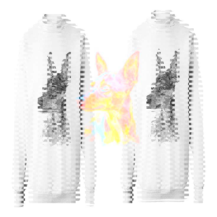 ミニチュア ピンシャー 犬 ペット カラフル ミニチュア ピンシャー スウェットシャツ