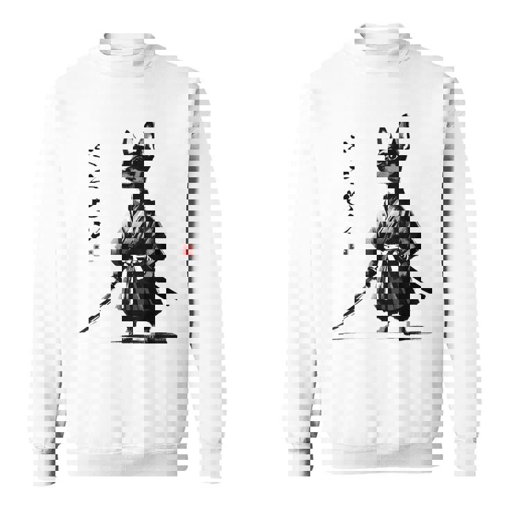 ミニチュアピンシャー 侍戦士 日本の浮世絵 アートドッグ スウェットシャツ