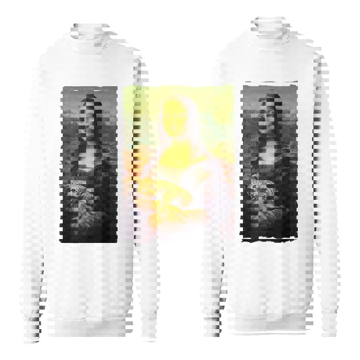 モナ・リザとオレンジ色の猫 面白いアートの絵 スウェットシャツ