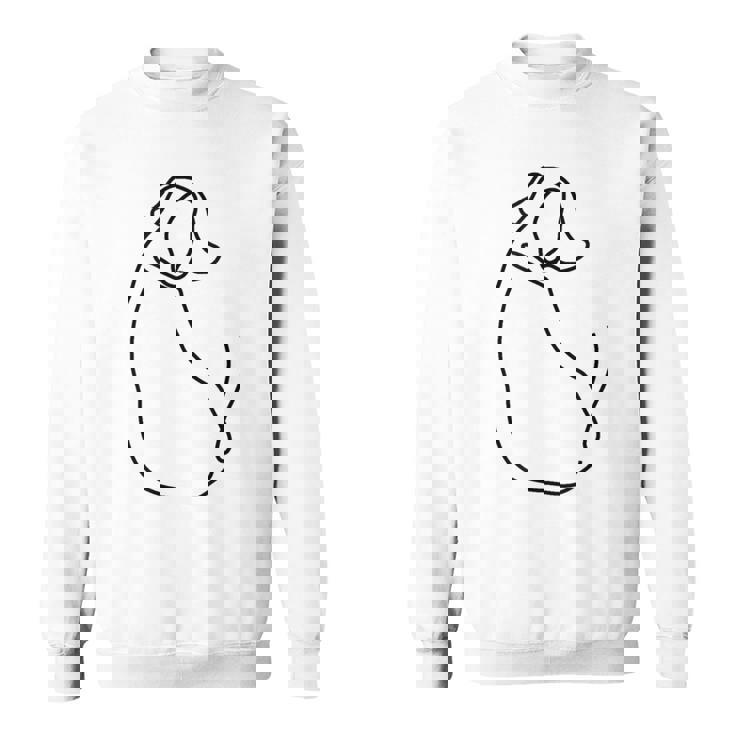 ラインタトゥー、ラインアートtシャツ、ミニマリストな犬のモチーフ スウェットシャツ