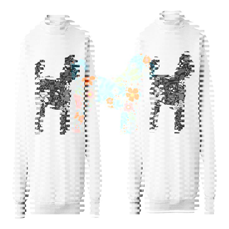 ラブラドゥードルやゴールデンドゥードルのママのためのフローラルドッグシルエット スウェットシャツ