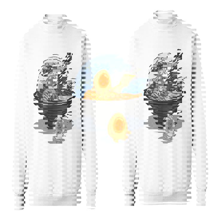 ラーメン 海 波 寝ぼける たまご スウェットシャツ