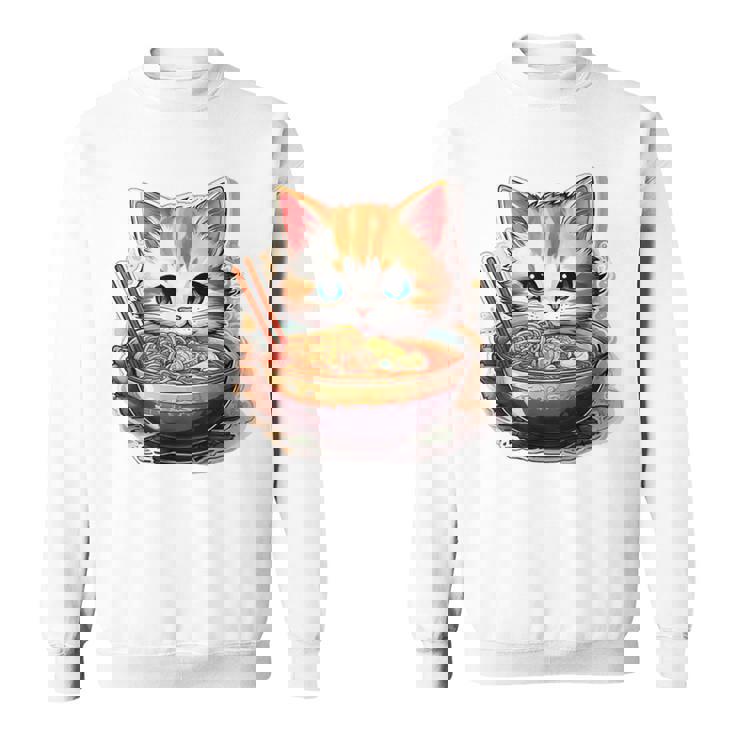 ラーメンを食べている子猫 スウェットシャツ