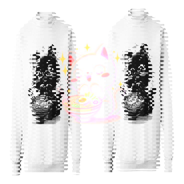 ラーメン猫かわいいアニメ猫ラーメン愛好家甘い スウェットシャツ