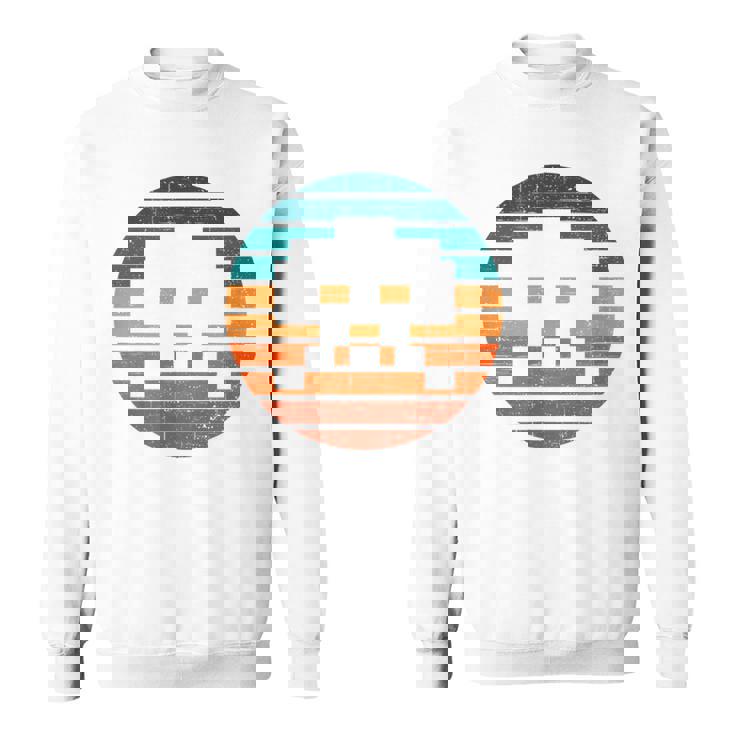 レトロ ヴィンテージ 80年代アーケード ゲーム インベーダー シンセウェイブ サンセット スウェットシャツ