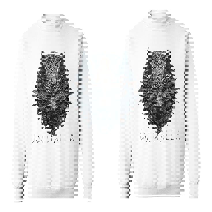 ヴァルハラ ウルフマスク オーディン ルーン文字 北欧コンパス バイキング メンズ レディース 長袖tシャツ スウェットシャツ