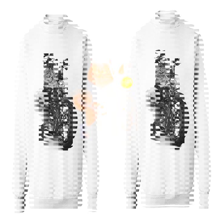 三毛猫 オレンジ猫 ねこ バイク バイカー スウェットシャツ