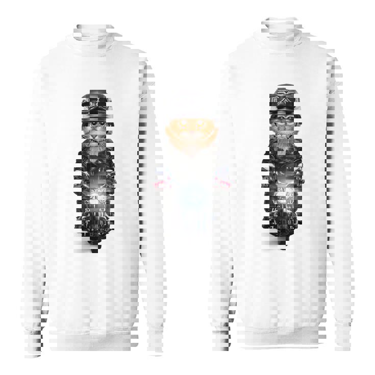 三毛猫 オレンジ猫 ねこ バイク ヘルメット スウェットシャツ