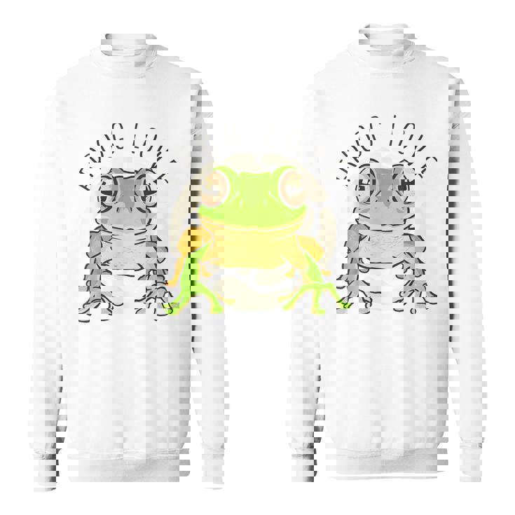 両生類の友達 恋人デザイン グリーンフロッグ スウェットシャツ