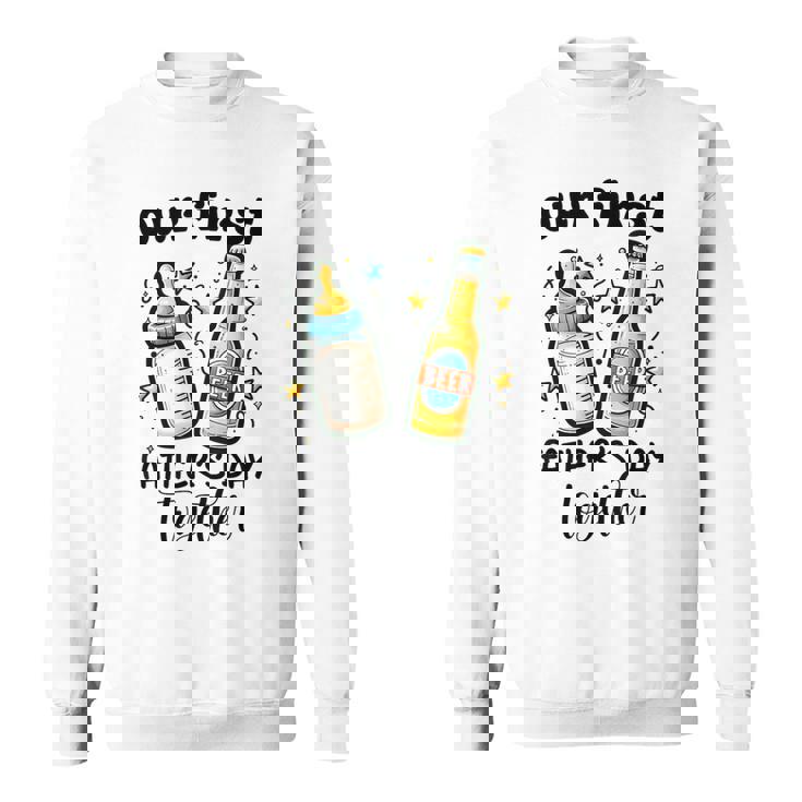 初めての父の日一緒に面白いお父さんと赤ちゃん スウェットシャツ