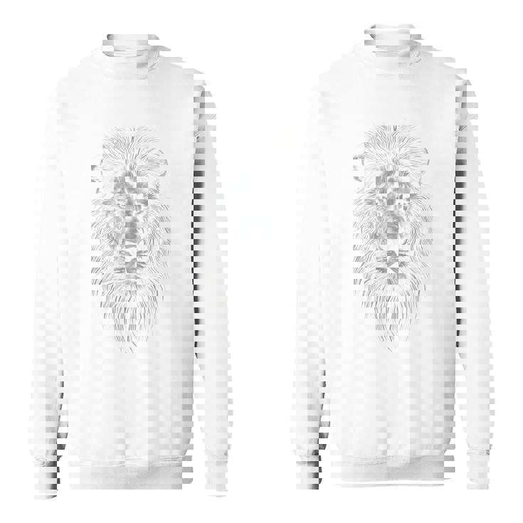 動物愛好家のための雄大なライオンポートレートグラフィックデザイン。 長袖tシャツ スウェットシャツ