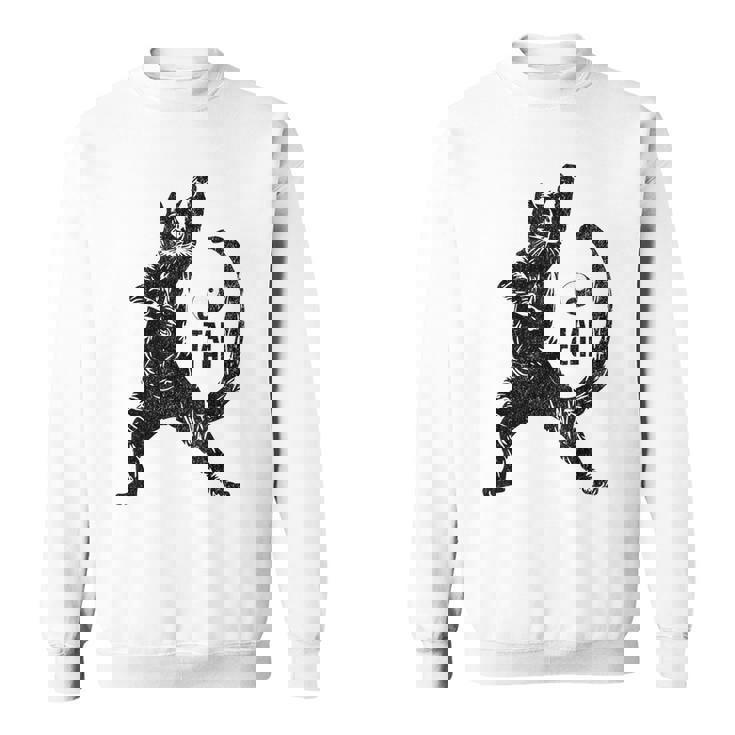 太極拳の練習をしている陽気な猫 陰陽 スウェットシャツ