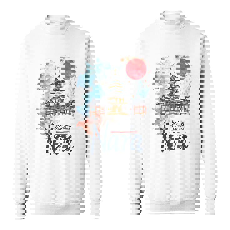 奈良 日本 市街地 旅行 お土産 和 水彩 行楽 スウェットシャツ