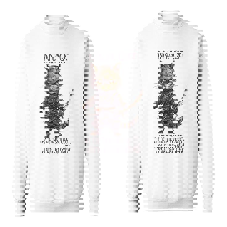 忍者猫、日本のサムライ カワイイ猫タトゥー 面白い スウェットシャツ