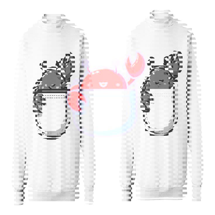 愛らしい かわいい ちび 和 ポケット カワイイ カニ スウェットシャツ