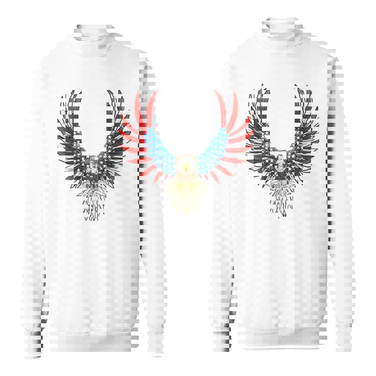 愛国的なアメリカ国旗イーグル 7月4日 バックプリント アメリカン スウェットシャツ