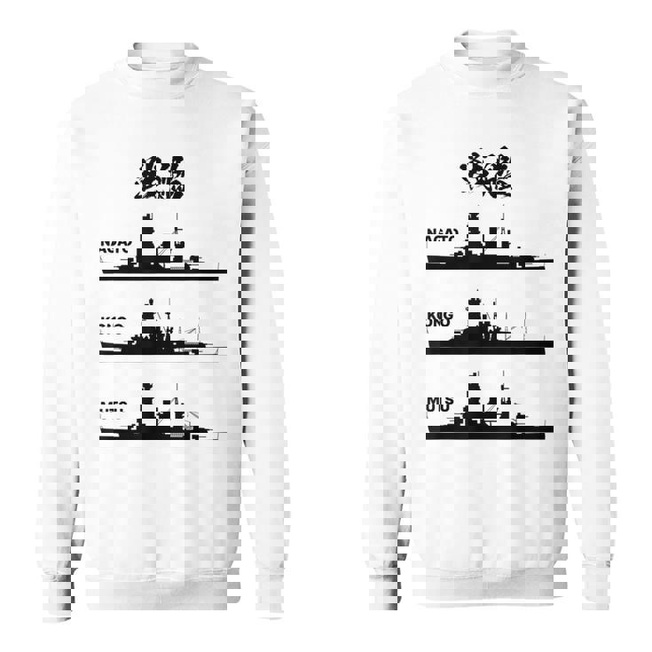 戦艦【長門 金剛 陸奥】軍艦 シルエット 日本 大日本帝国 海軍 帝国海軍 船 面白い ネタ 文字入り ウケ狙い スウェットシャツ