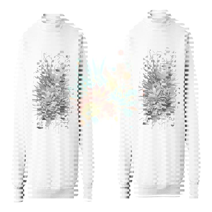 抽象的な幾何学的なボタニカルデザインモダンな植物 多肉植物 スウェットシャツ