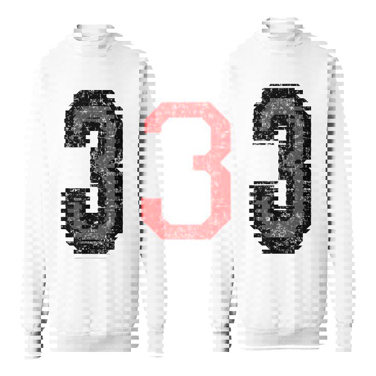 数字 3 ヴィンテージブラック&レッド スウェットシャツ