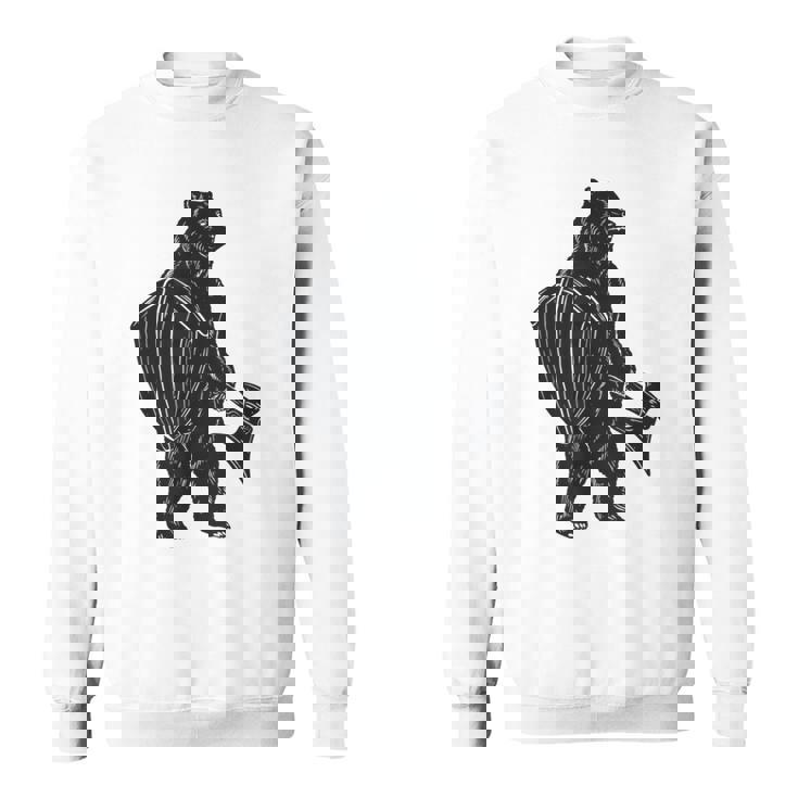 斧と盾を持った熊 中世の熊 バイキング スウェットシャツ