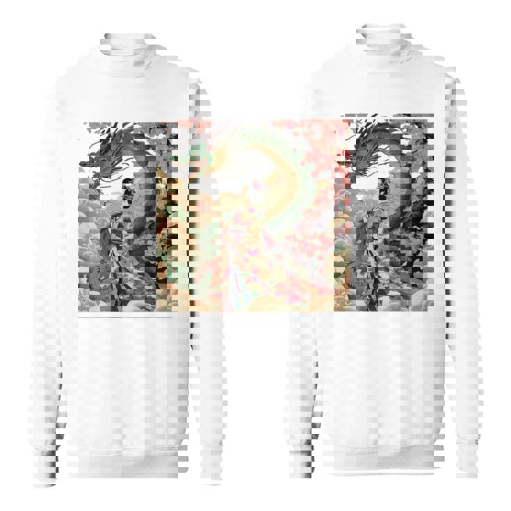 日本 浮世絵 桜 着物 竜 綺麗 日本髪 スウェットシャツ