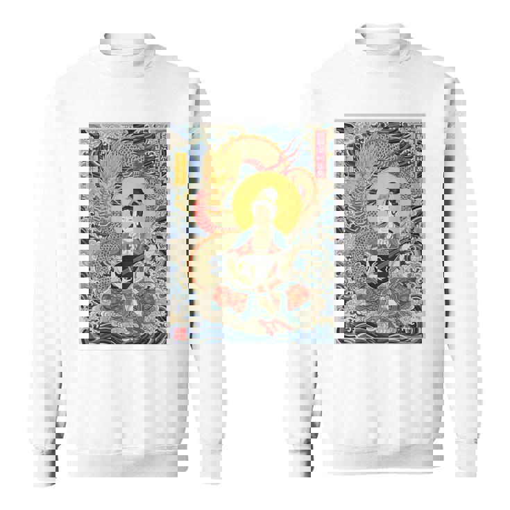 日本 浮世絵 滋賀 琵琶湖 竹生島 弁財天 竜 龍神 バックプリント スウェットシャツ