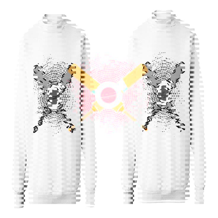 日本のクリケットラケットとボールの旗 長袖tシャツ スウェットシャツ