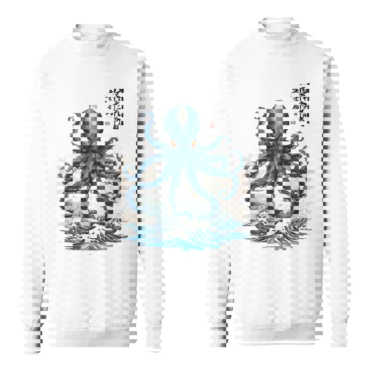 日本のタコ浮世絵 海の美 木版画 スウェットシャツ