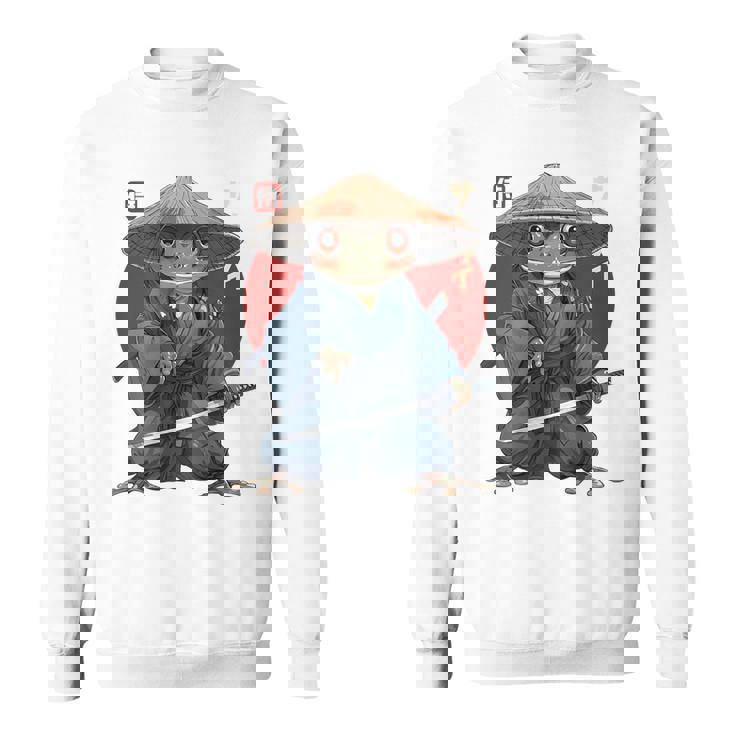 日本の侍カエルの戦士浮世サムライヒキガエルバックプリント。 スウェットシャツ