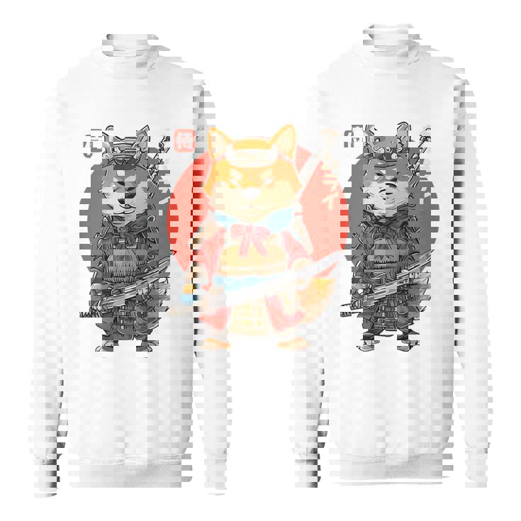 日本の侍犬 柴戦士 浮世サムライ バックプリント スウェットシャツ