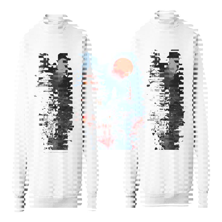 日本の忍者バックプリント。 スウェットシャツ