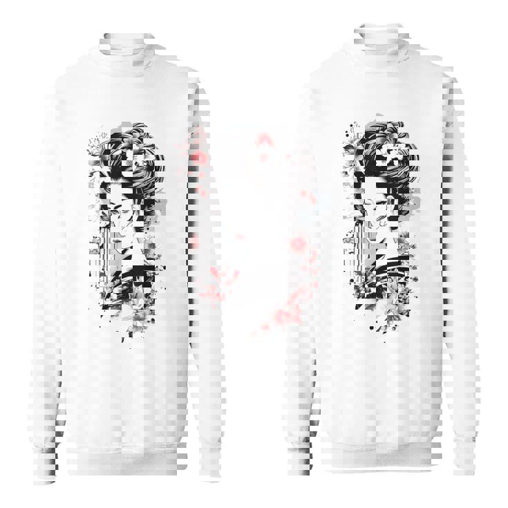 日本の芸者アートグラフィックtシャツ メンズ レディース キッズ スウェットシャツ
