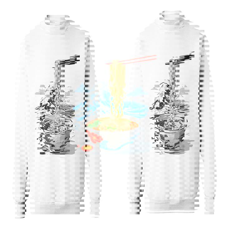 日本の麺スープ ラーメン 浮世絵 日本波 ヴィンテージ スウェットシャツ