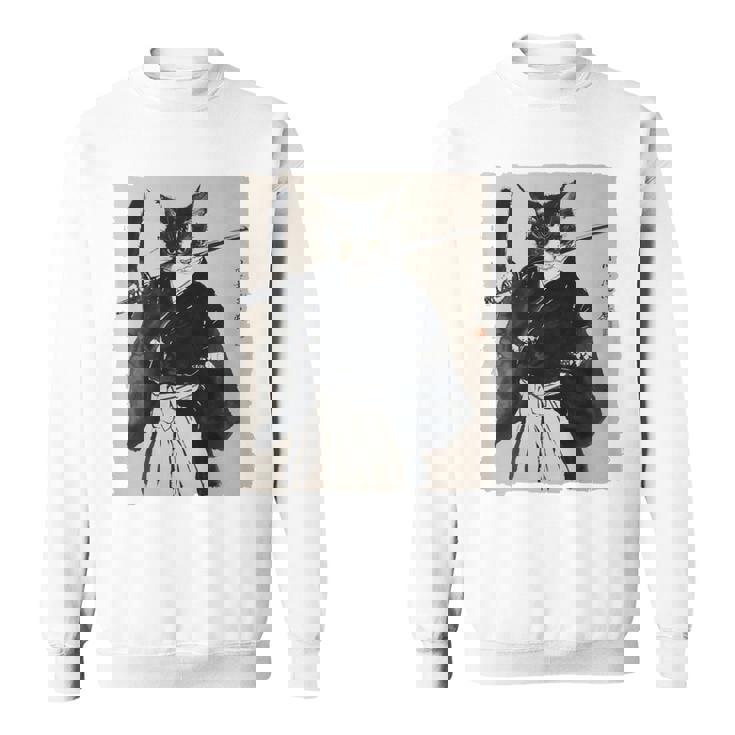 日本美術 猫 忍者 浮世絵 アニメ風 侍猫 長袖tシャツ スウェットシャツ